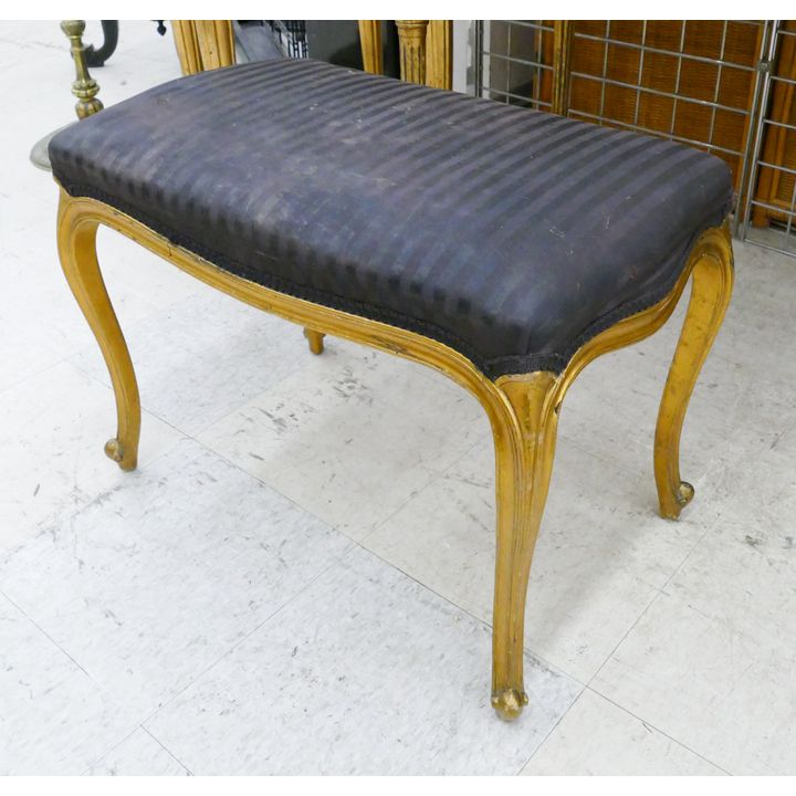 Vintage Gilt Carved Covered Vanity Bench- 19x25x16''