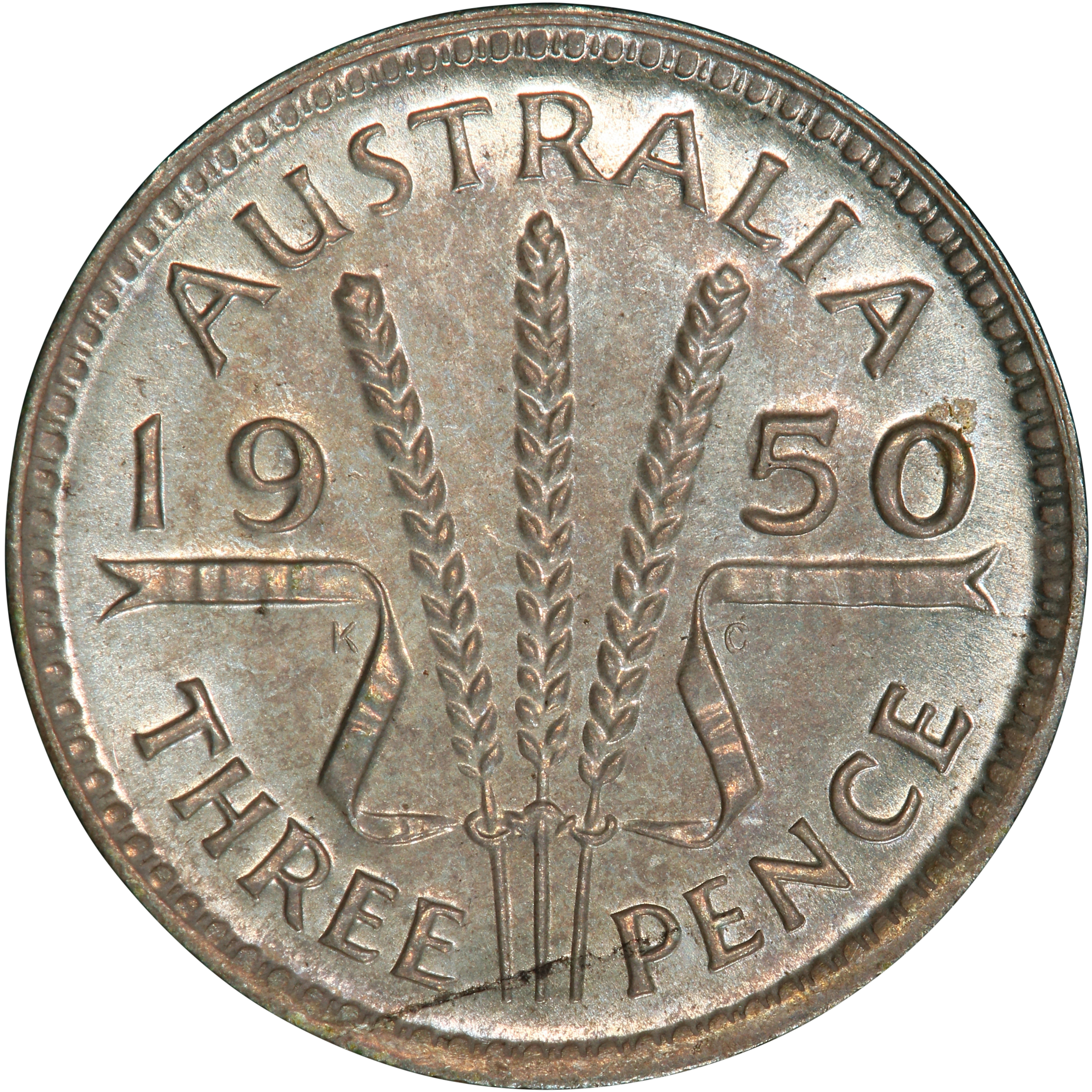 George VI, Threepence, 1950, MS 65