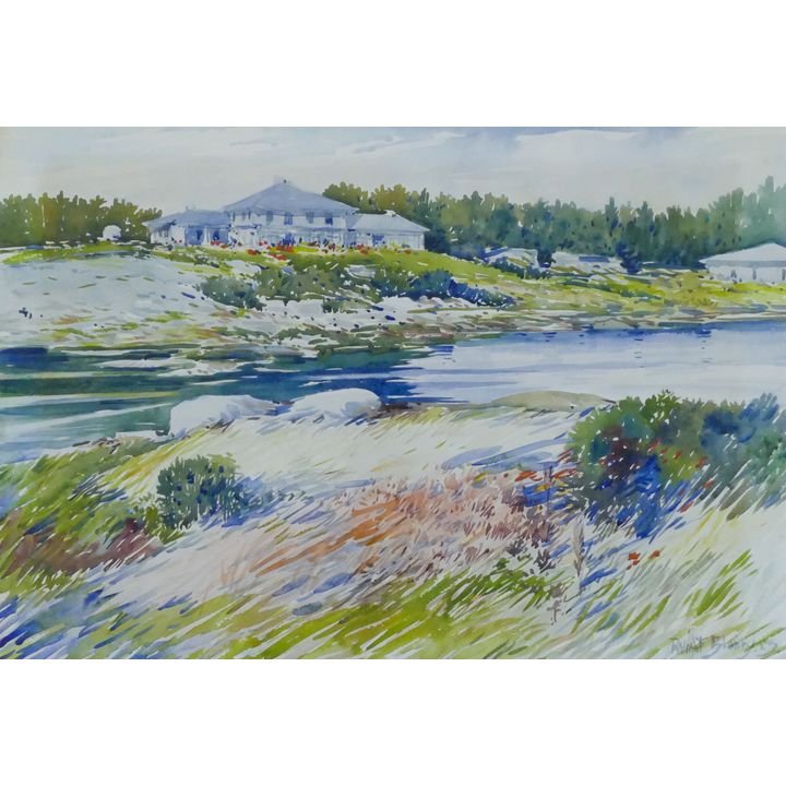 Dwight Blaney ''House by the River'' 1923 Watercolor Framed 22''x28''