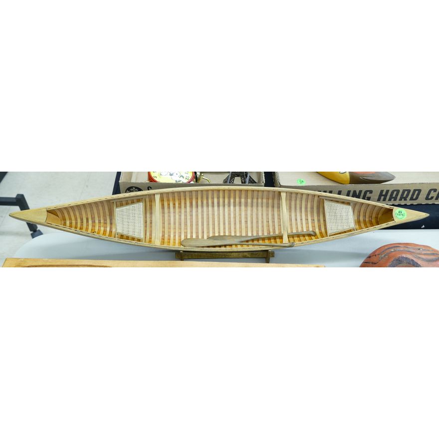 Wood Canoe Model on Stand 28''