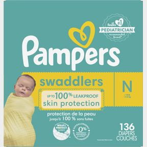PAMPERS SWADDLERS NEWBORN DIAPERS, 136 COUNT, HUGE PACK (PACKAGING & PRINTS MAY VARY)