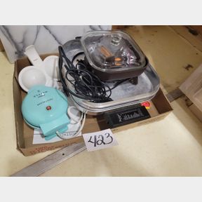 Vintage chicken fryer, small personal skillet and waffle maker