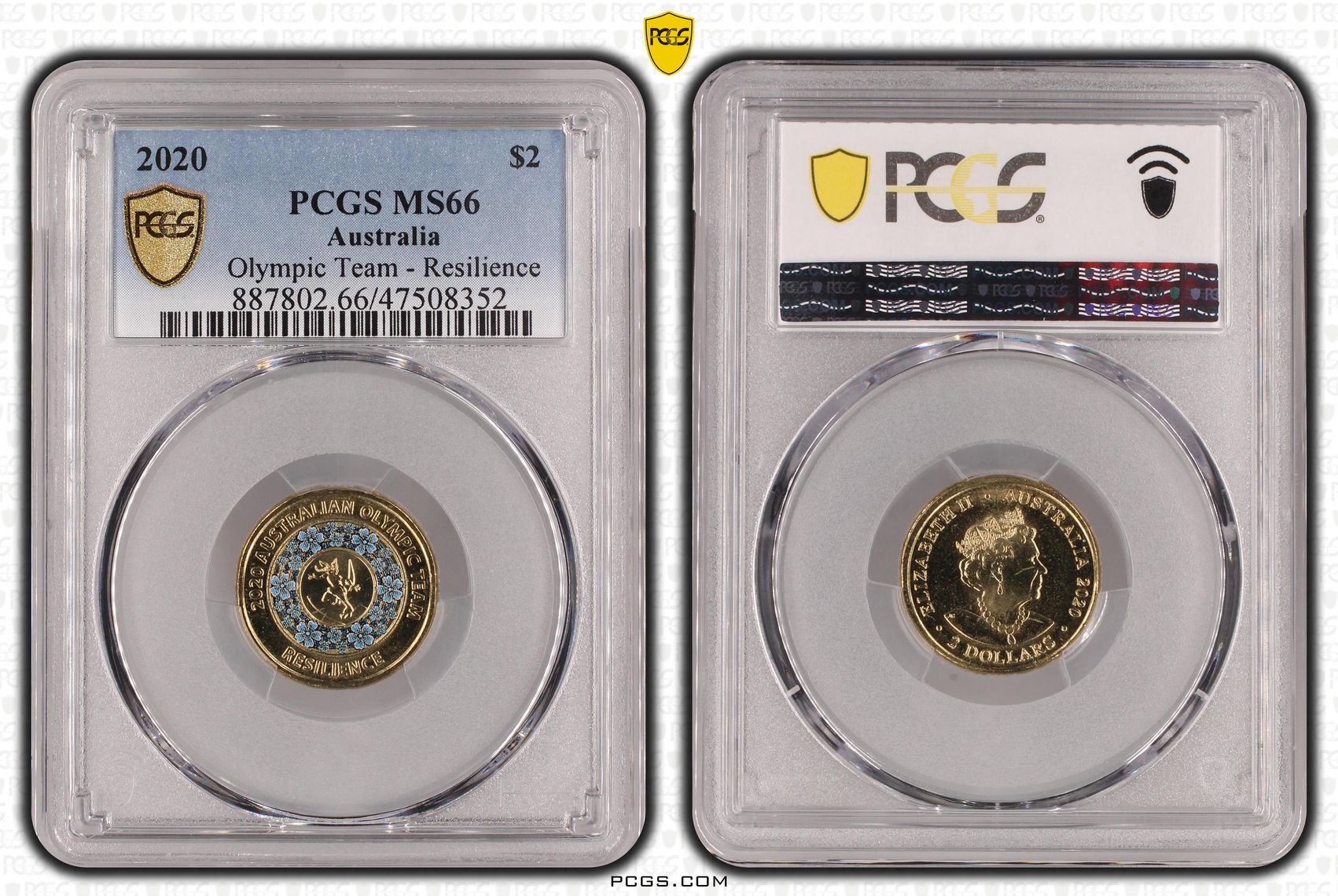 Elizabeth II, Olympic Team - Resilience , Two Dollar, 2020, PCGS MS66