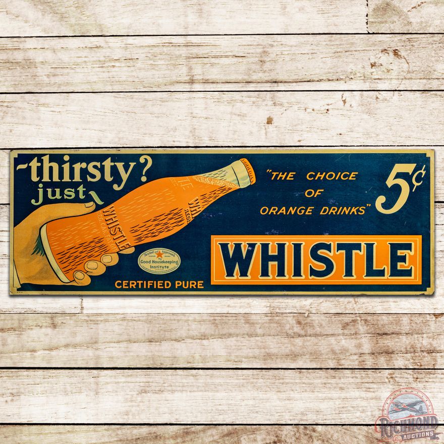 Thirsty? Just Whistle 5 Cents SST Sign w/ Hand & Bottle - 8.25