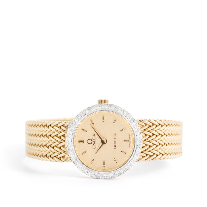 Omega Diamond 14ct Gold Ladies 20mm Watch, Circa 1970s