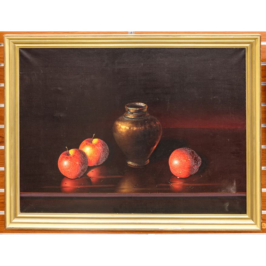 Luciano Guarnieri (Italian) ''Still Life with Apples'' Oil Painting