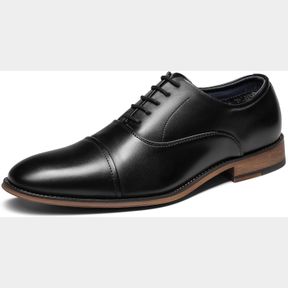 BRUNO MARC MEN'S LACE-UP LEATHER SHOES CLASSIC OXFORDS FORMAL DRESS SHOES - COLOR BLACK SIZE US-4
