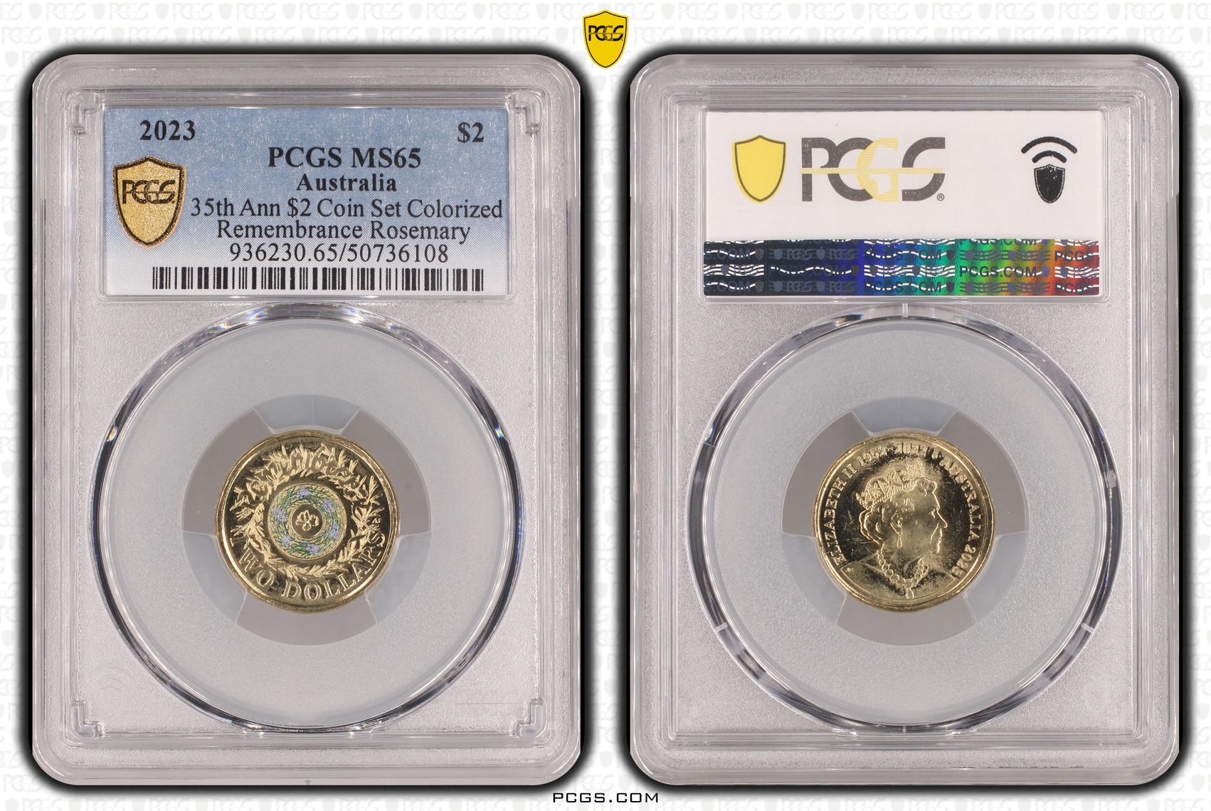 35th Ann $2 Coin Set Colorized Remembrance Rosemary, Two Dollar, 2023, PCGS MS65