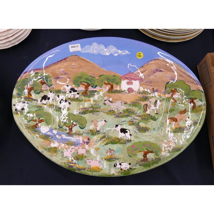 Lesal Ceramics Studio Pottery Farm Landscape Platter- 19''