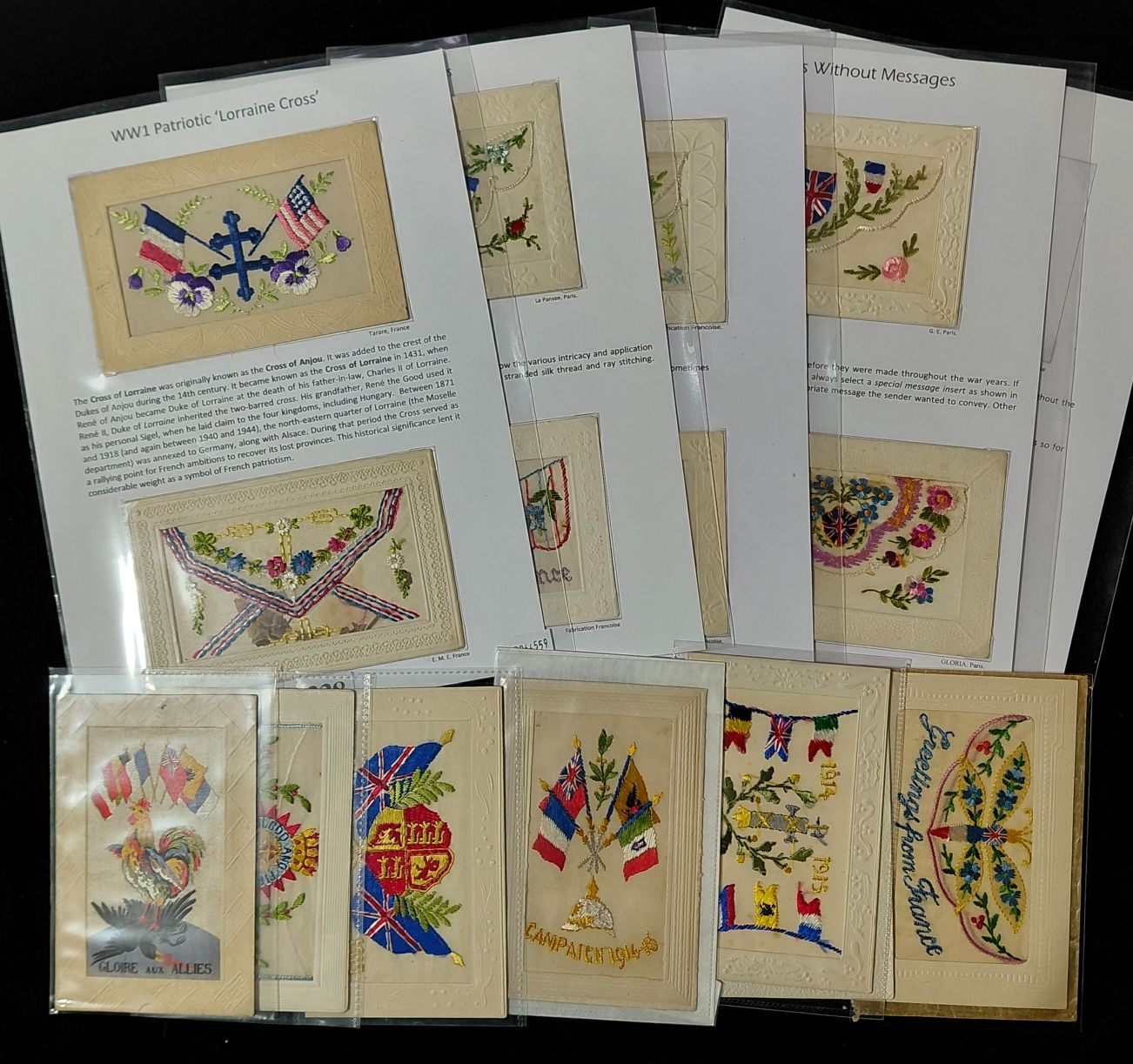 338 · SILK POSTCARDS - WWI PATRIOTIC