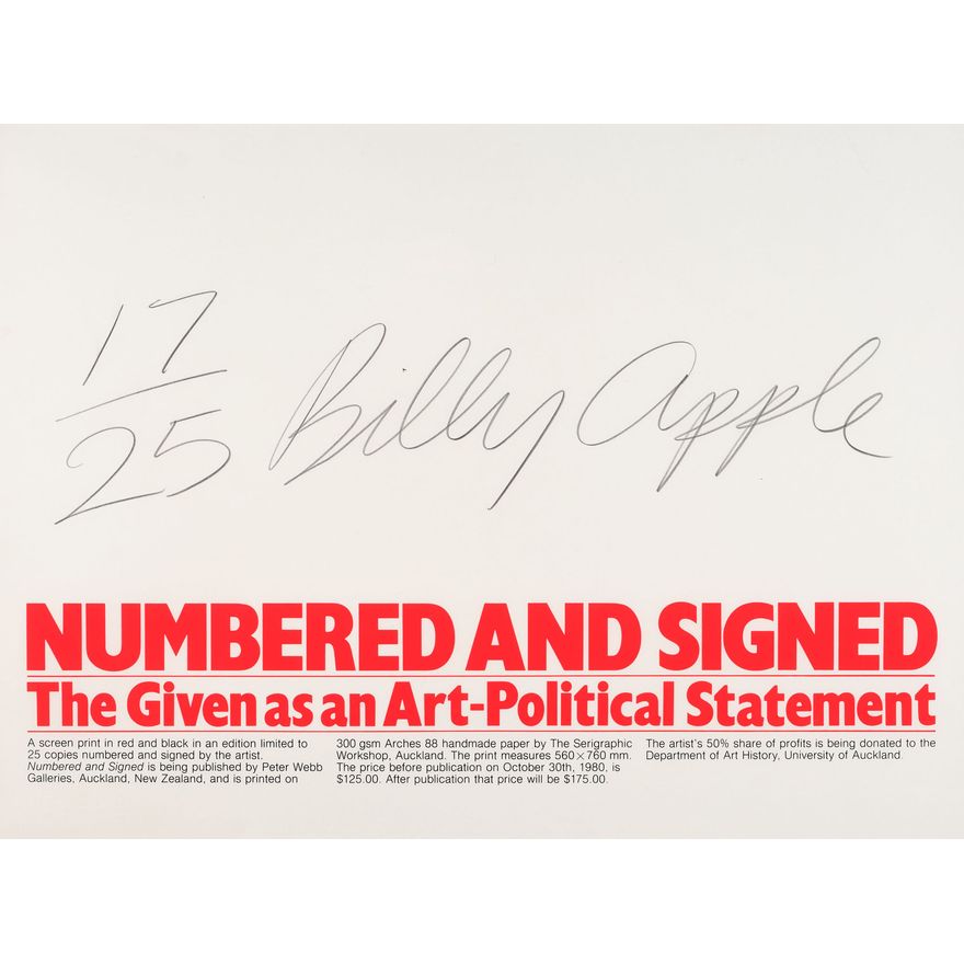 Billy Apple 'Numbered and Signed'