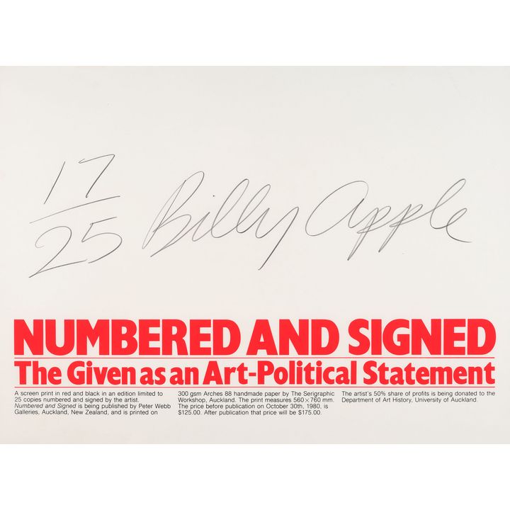 Billy Apple 'Numbered and Signed'