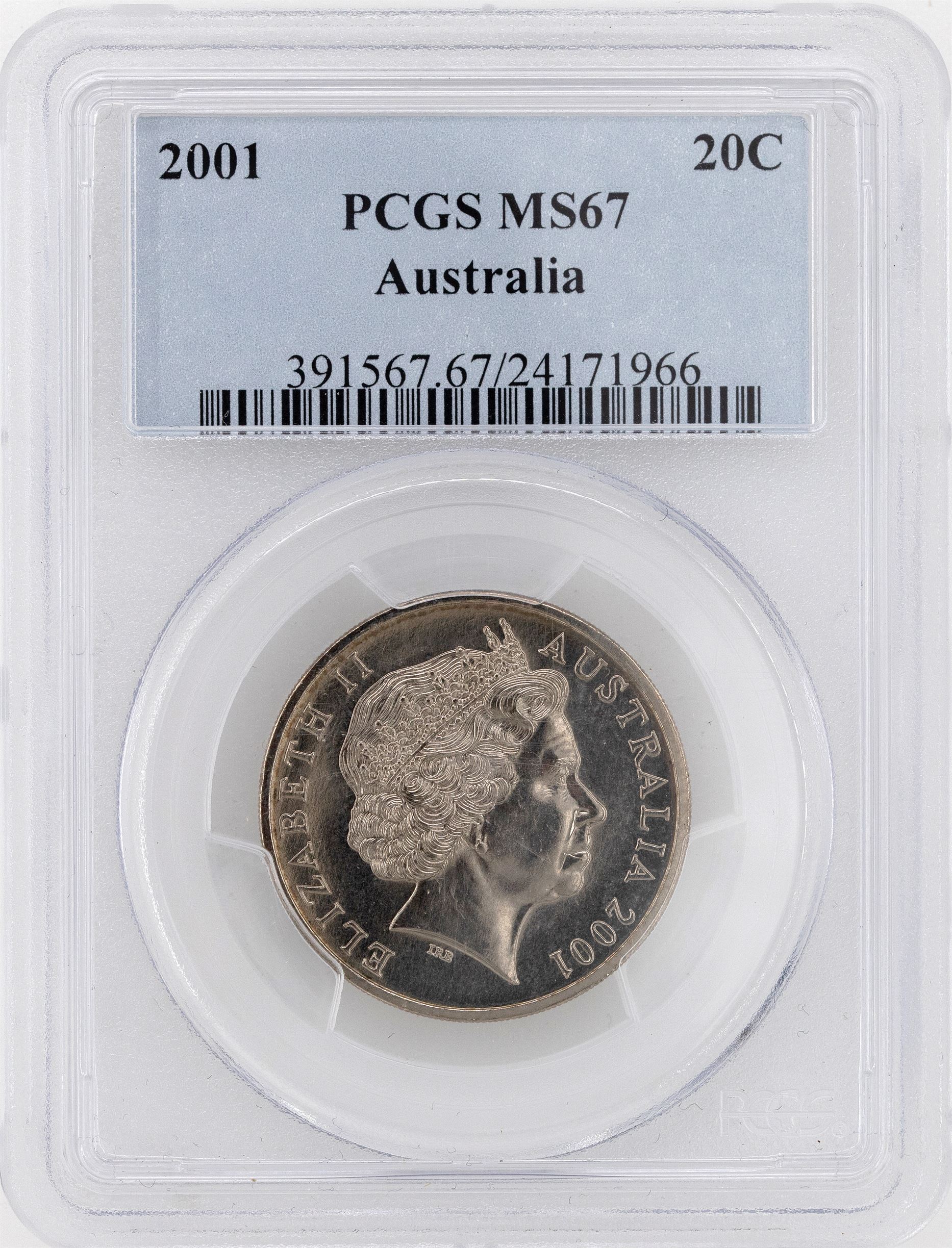 2001 Australia Twenty Cent, 20c PCGS - MS67 -966