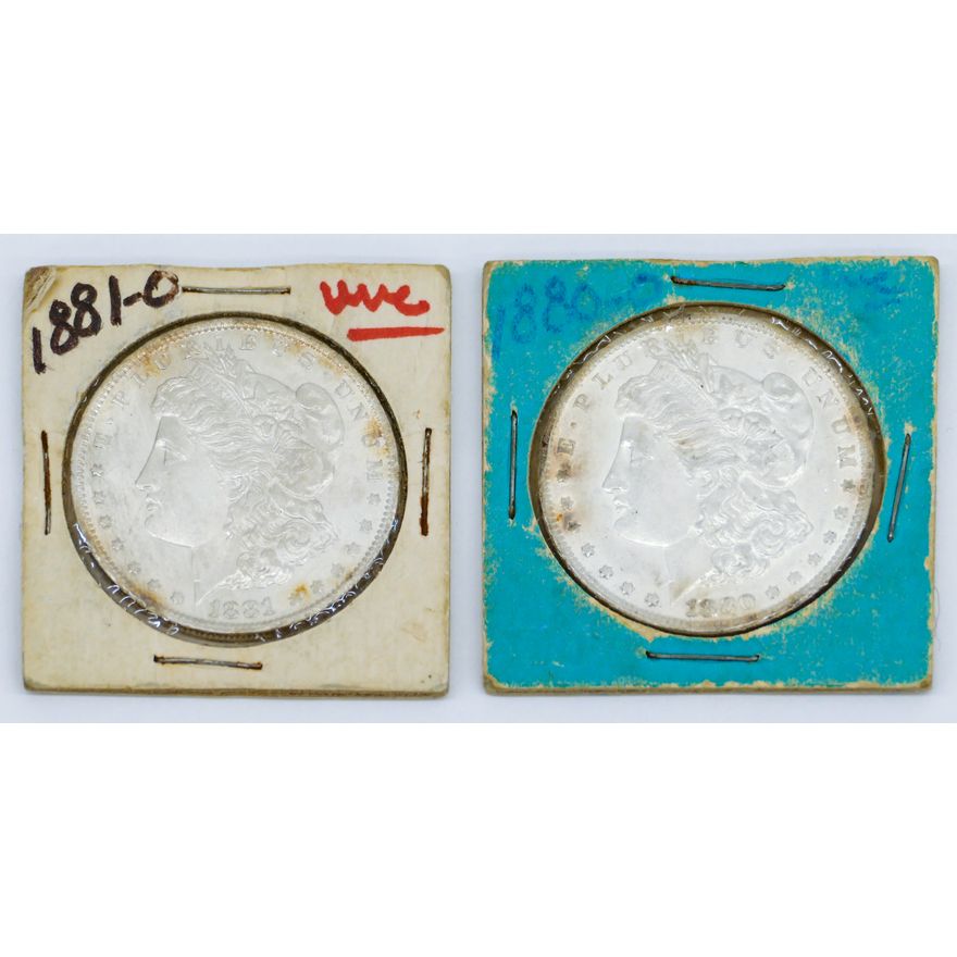2pc US Morgan Silver Dollars 1880-O and 1881-O