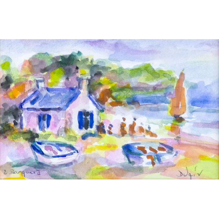 Duaiv ''2 Barques II'' Watercolor
