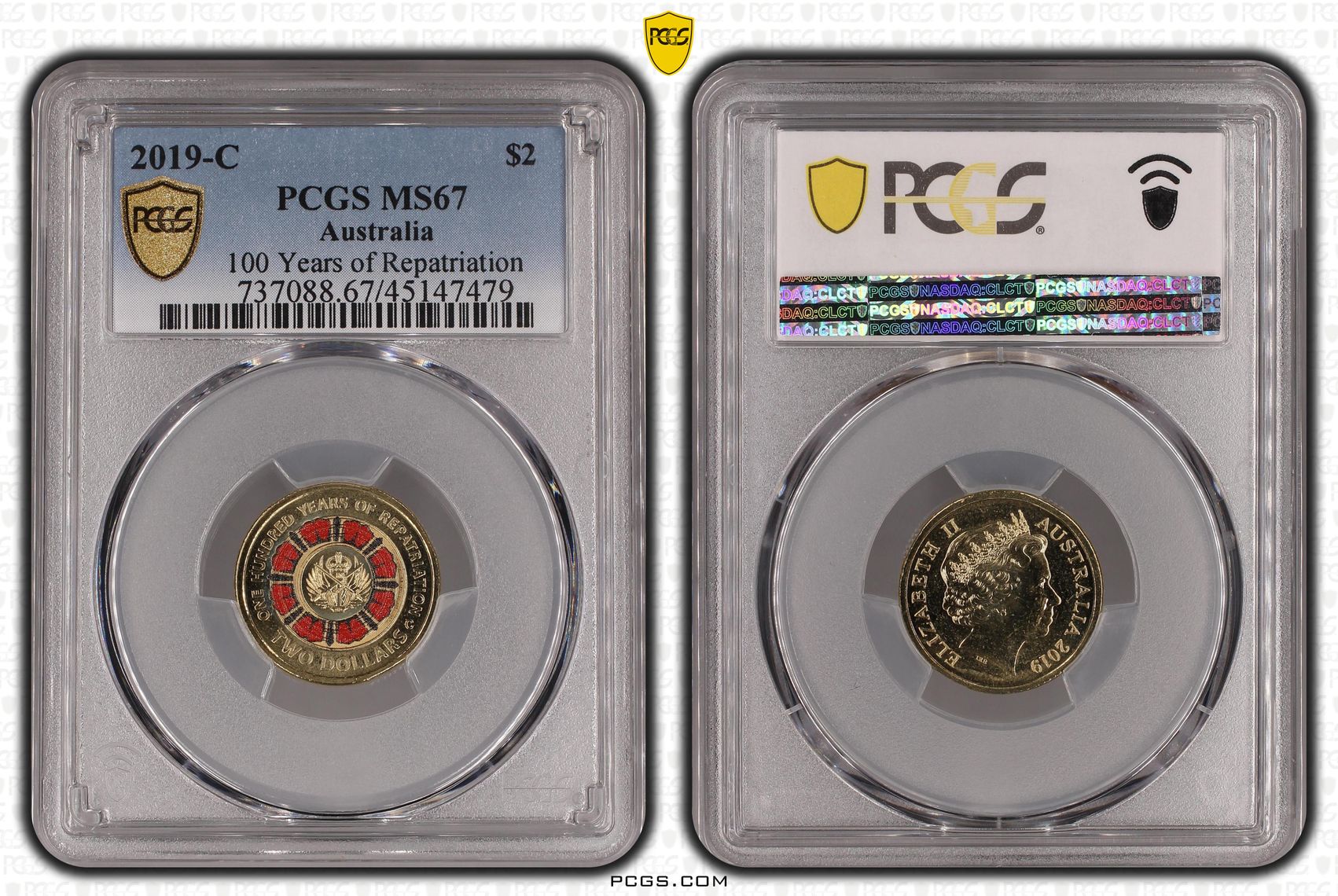 2019-C Australia Two Dollar, $2 100 Years of Repatriation PCGS - MS67 -479