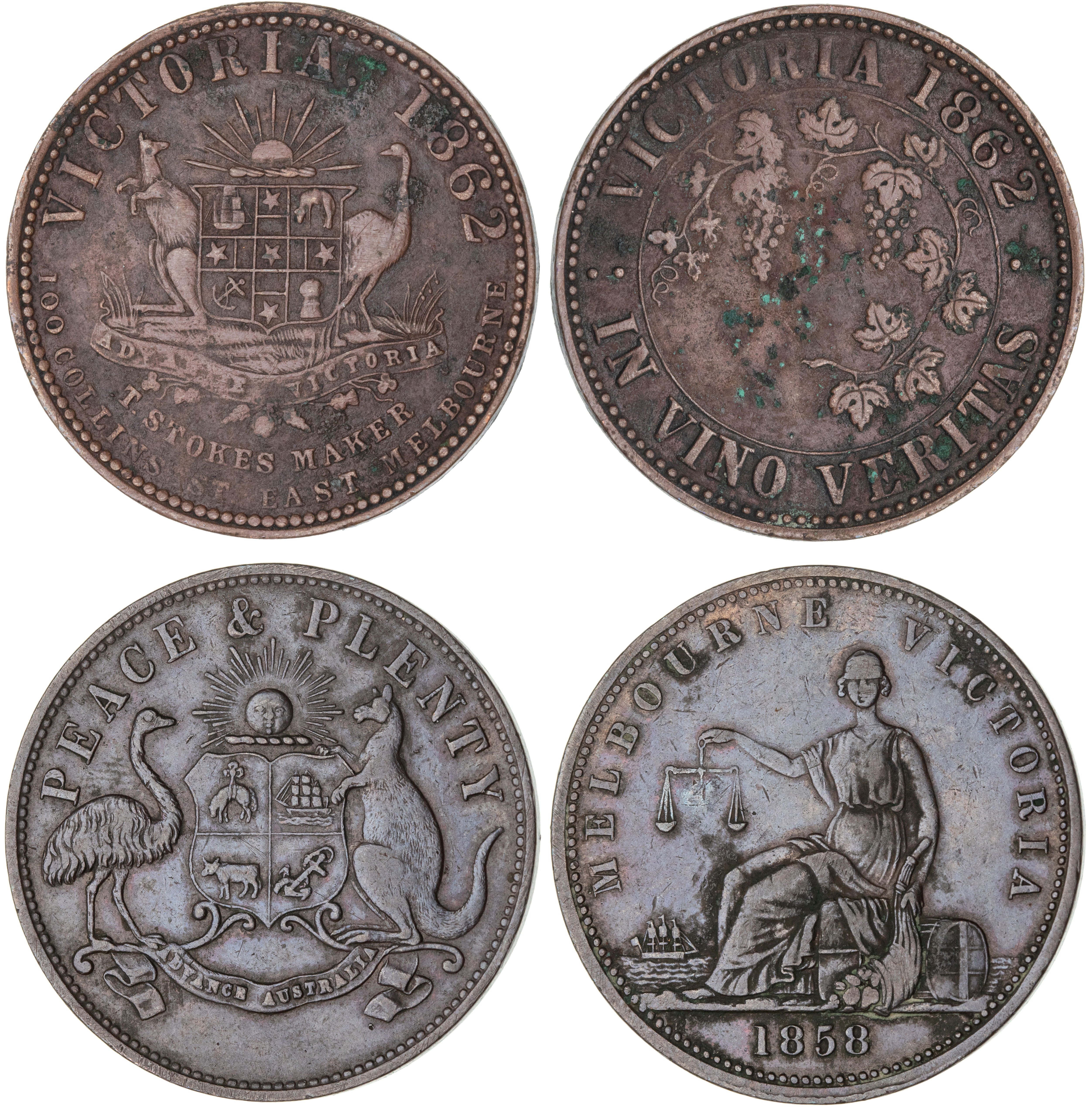 Melbourne, Victoria, Penny, 1858, VF