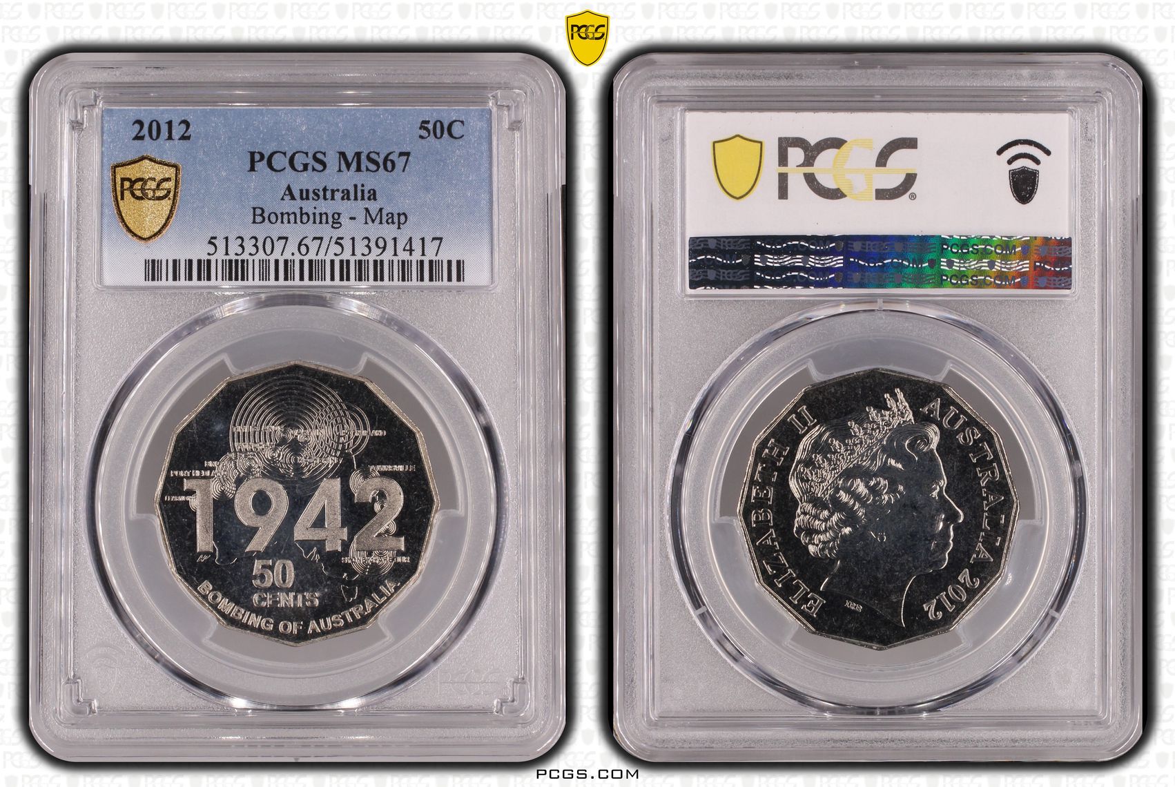 Bombing - Map, Fifty Cent, 2012, PCGS MS67