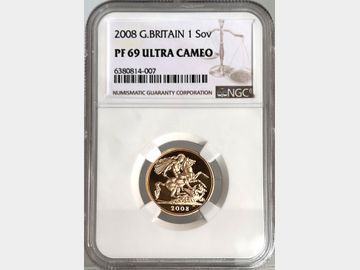 2008 ELIZABETH II PROOF GOLD SOVEREIGN PF69 UCAM