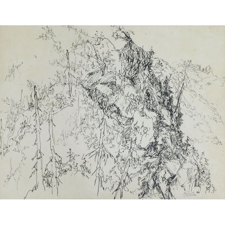 Kenneth Callahan ''Mountain Drawing'' Ink