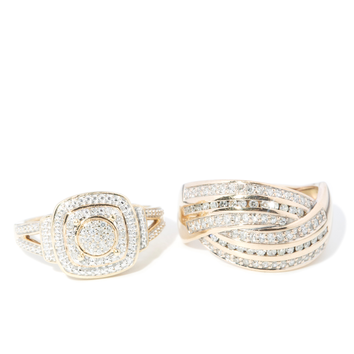33 · Diamond Cluster Ring & Channel Set Diamond Ring in 9ct Gold