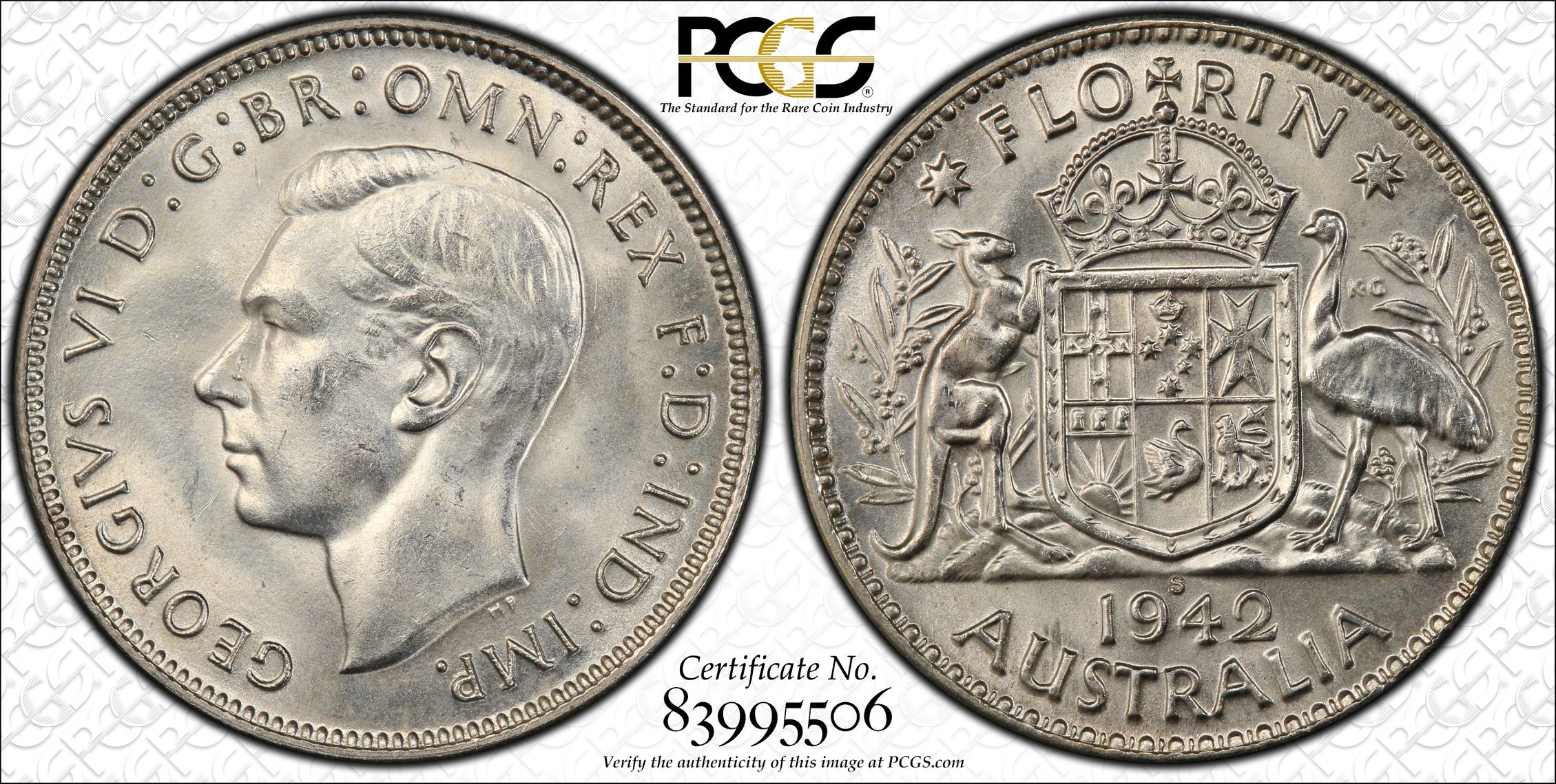 George VI, Florin, 1942-S, PCGS MS64
