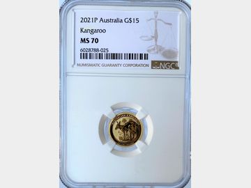 2021 AUSTRALIA KANGAROO PERTH MINT GOLD 15 DOLLAR MS70 Top Pop!