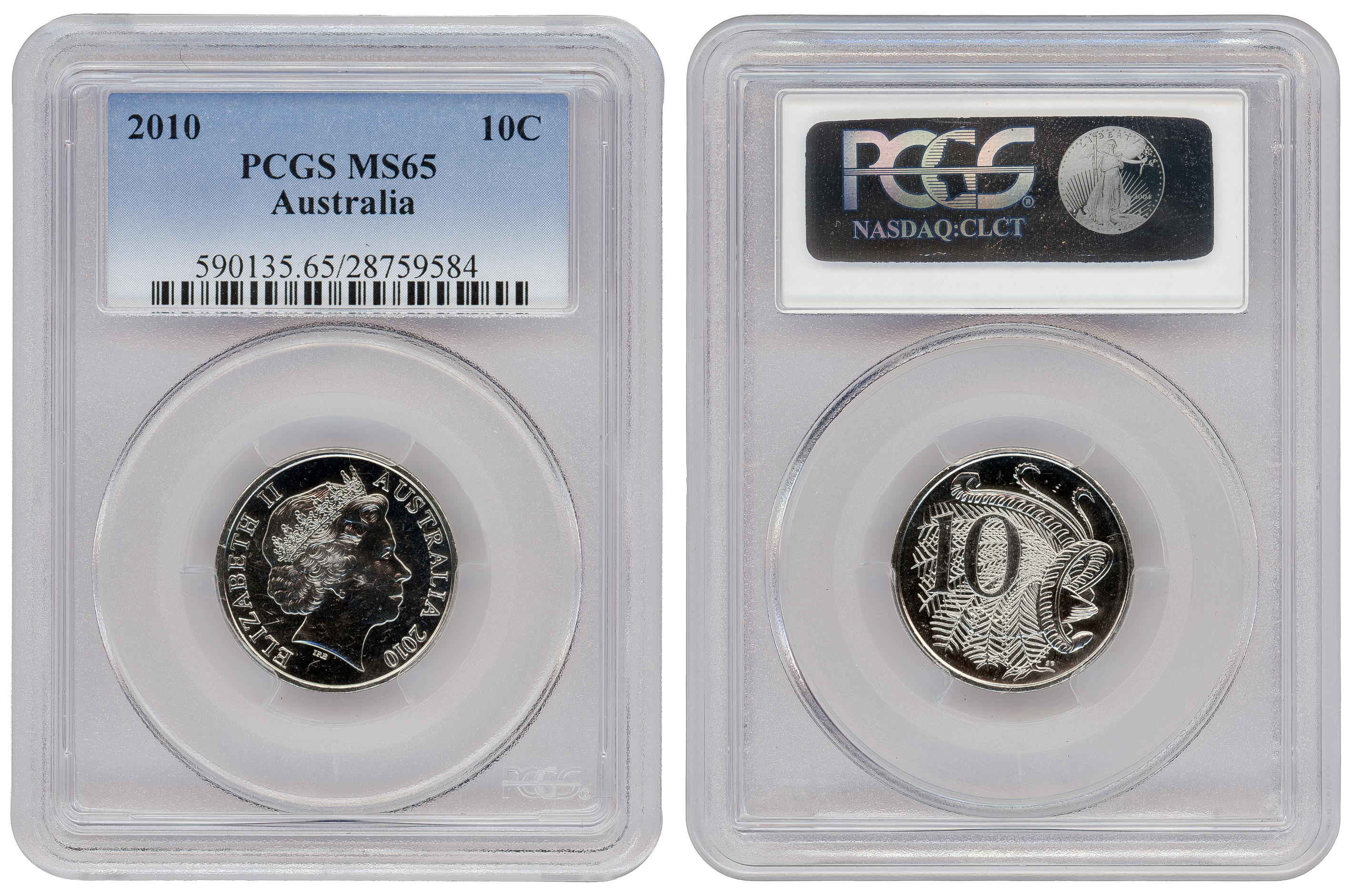 Ten Cent, 2010, PCGS MS65