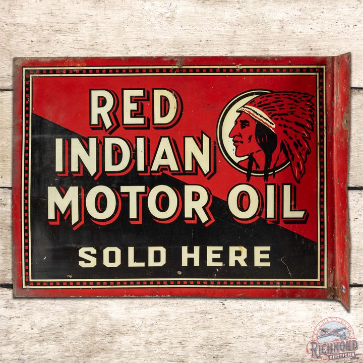 Scarce Red Indian Motor Oil Sold Here DST Flange Sign