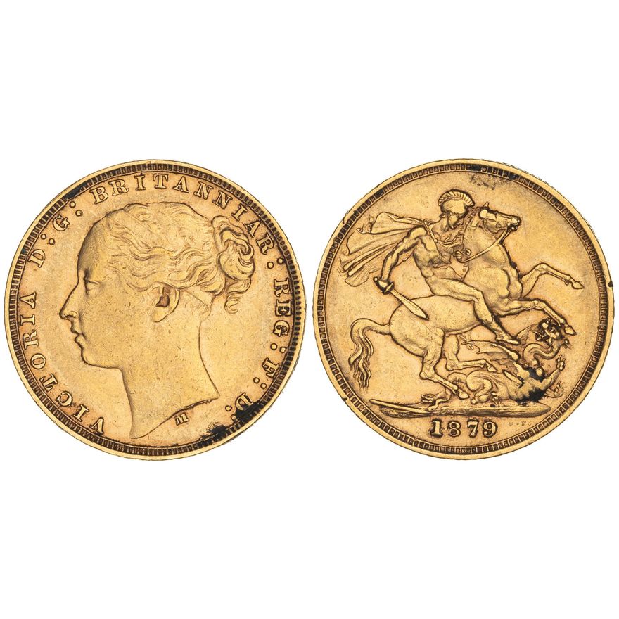 Victoria, St George Reverse, Sovereign, 1879-M,  VF