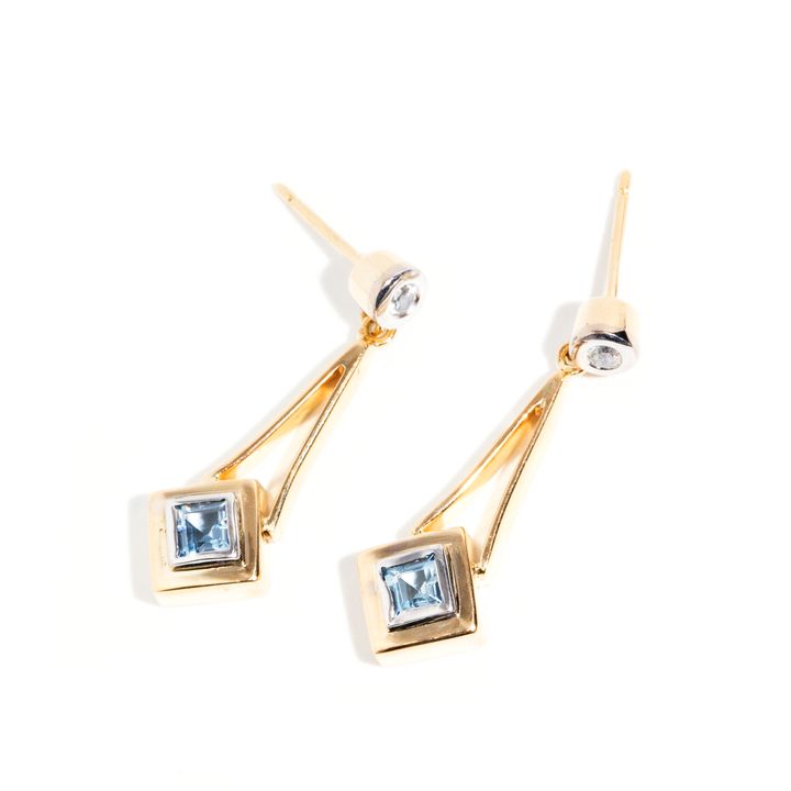 Aquamarine & 14 Carat Gold Drop Earrings