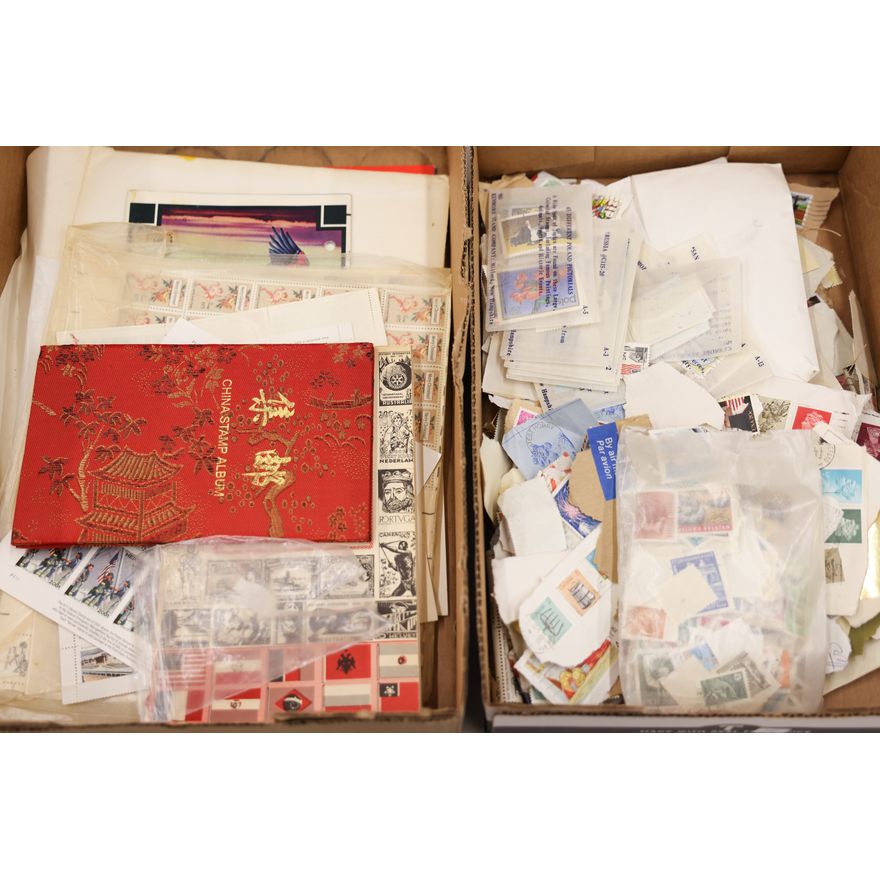 2 Boxes Vintage Assorted Stamps