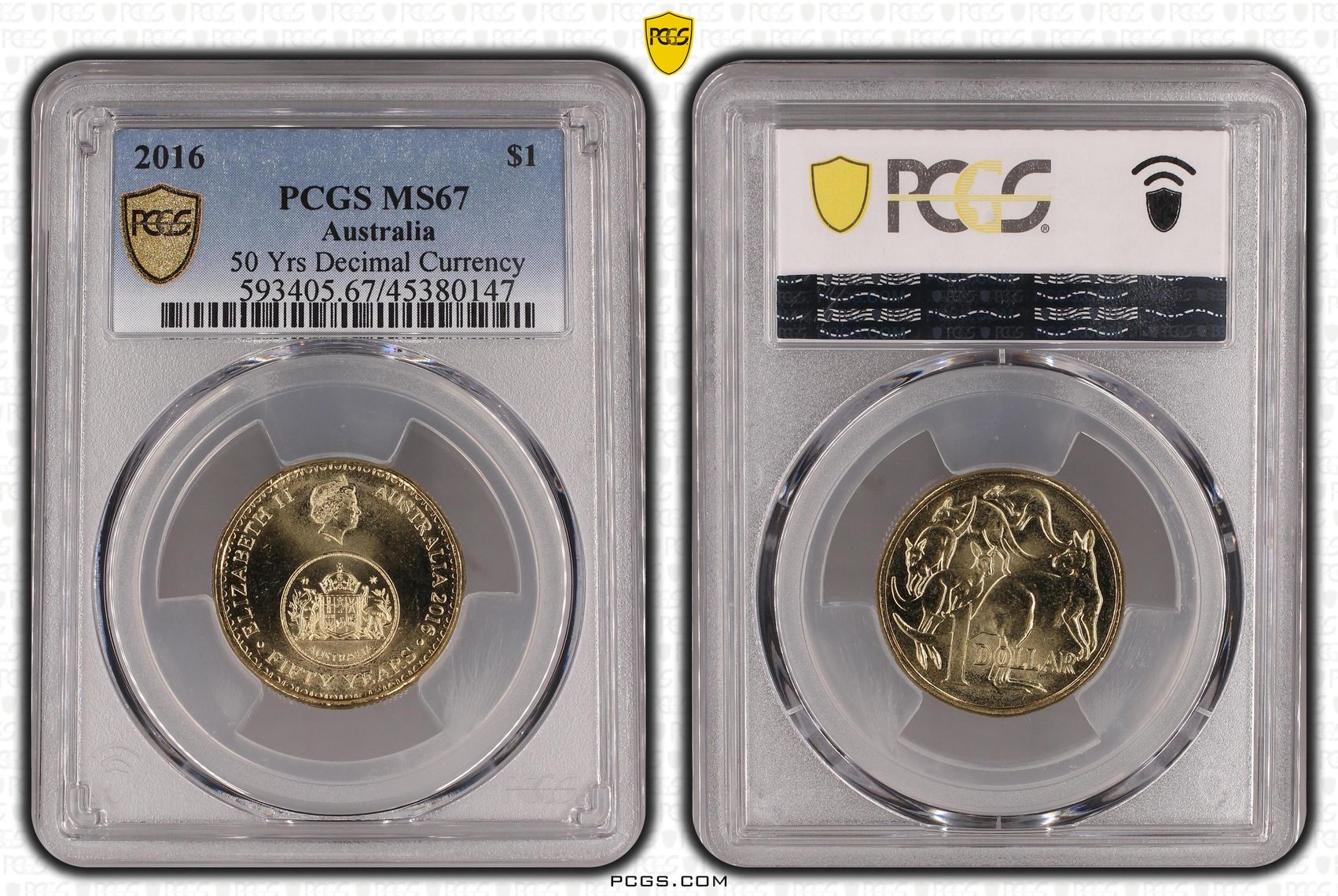 2016 Australia One Dollar, $1 50 Yrs Decimal Currency PCGS - MS67 -147