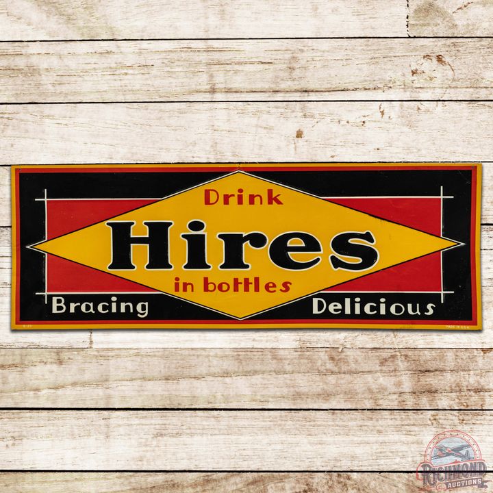 Drink Hires in Bottles "Bracing Delicious" Embossed SS Tin Sign