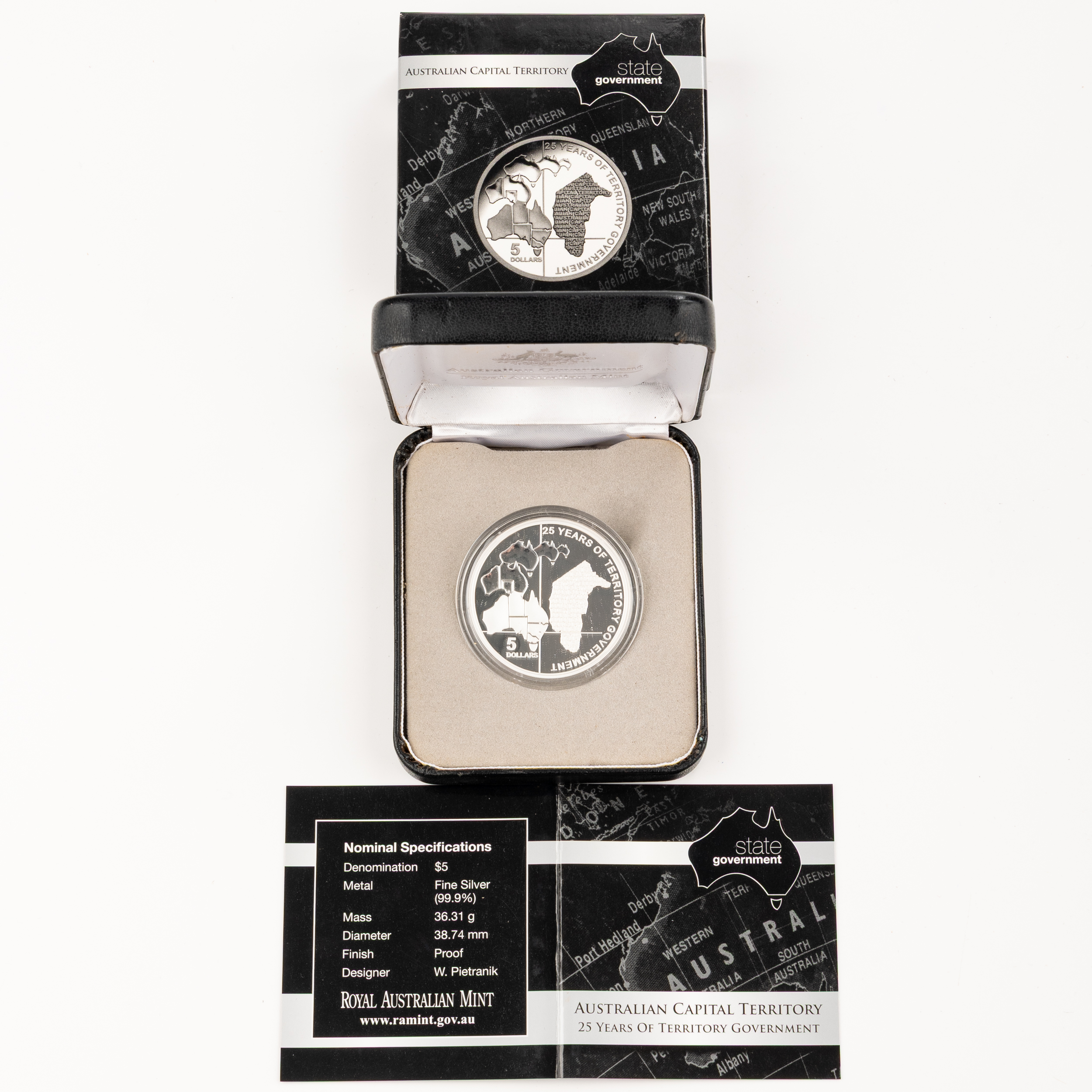 Elizabeth II, RAM - ACT 25 Years of Territory Government, Five Dollars, 2014, FDC