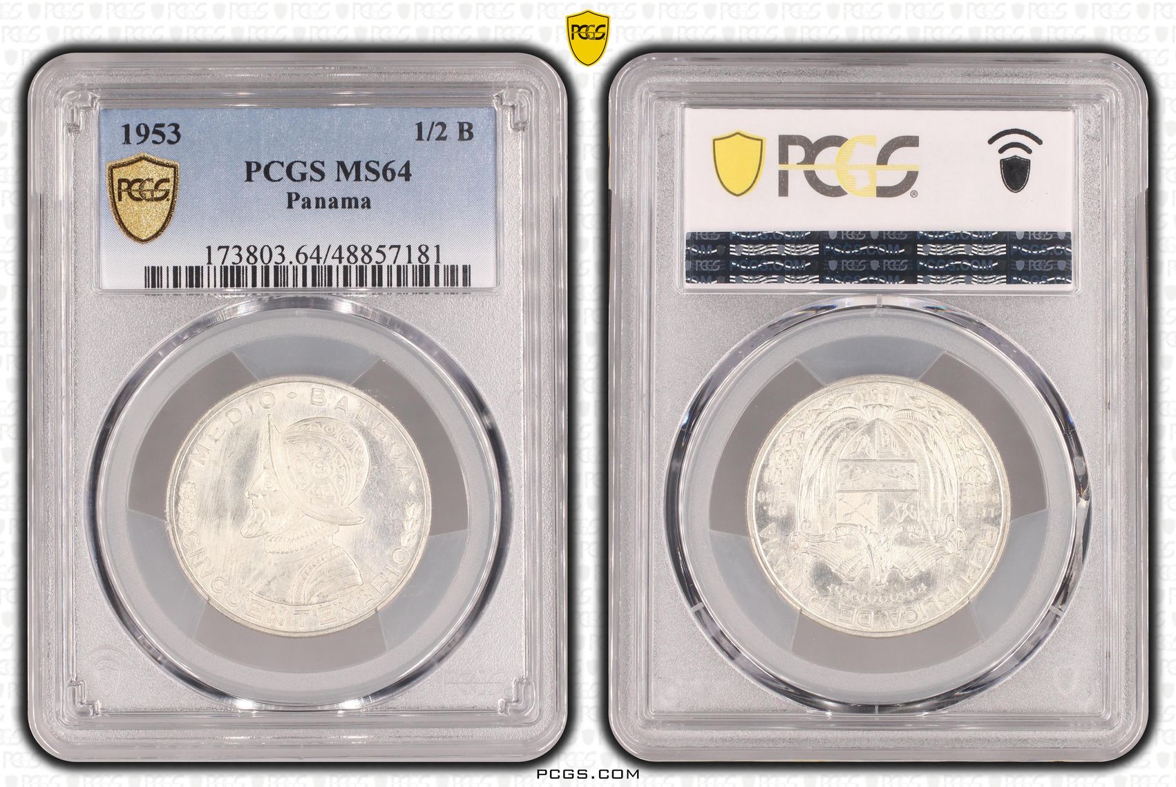 Panama, Republic of Panama 50th Ann., Half Balboa, 1953, PCGS MS64
