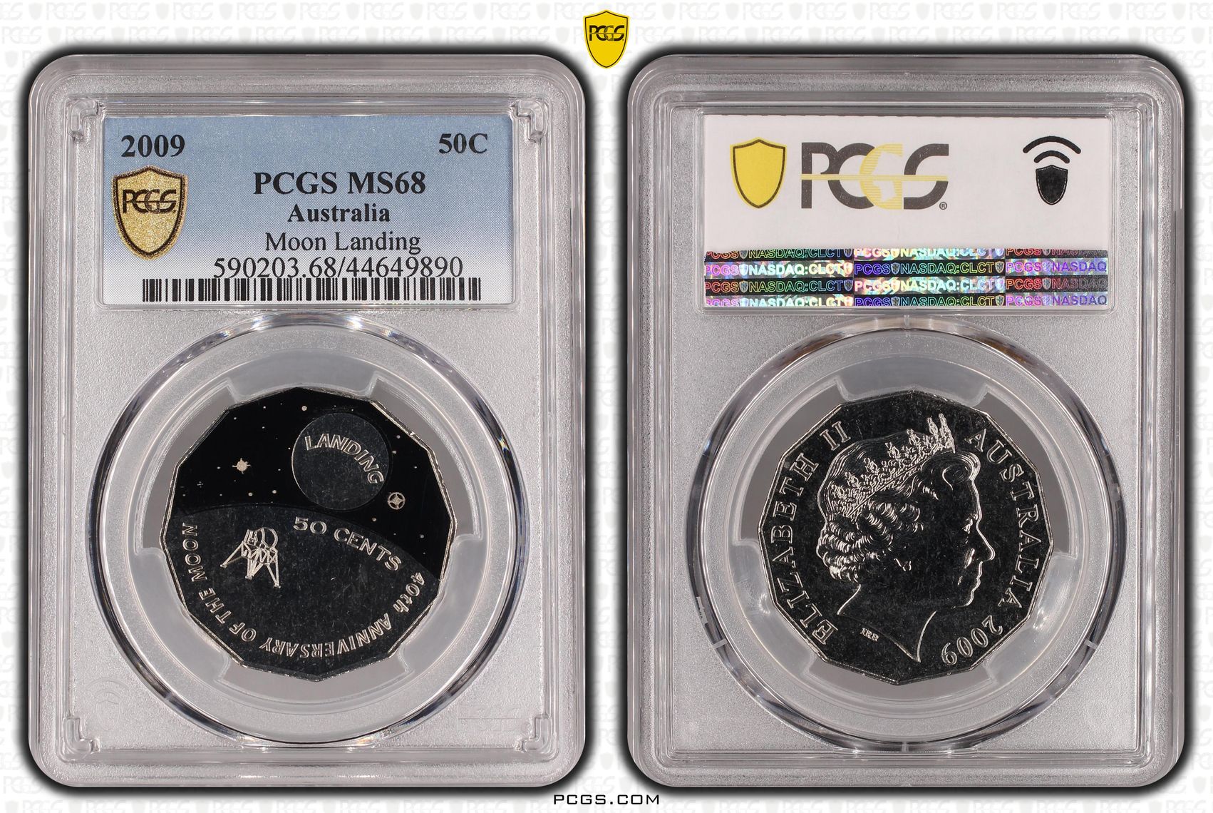 2009 Australia Fifty Cent, 50c Moon Landing PCGS - MS68 -890