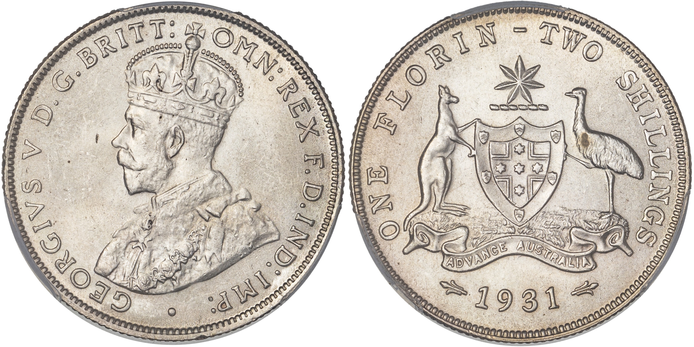 George V, Florin, 1931, PCGS MS64