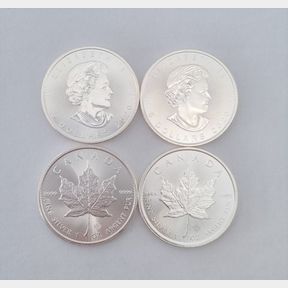 LOT OF 4 X FINE SILVER 1OZ COINS - ELIZABETH II - 51611/139