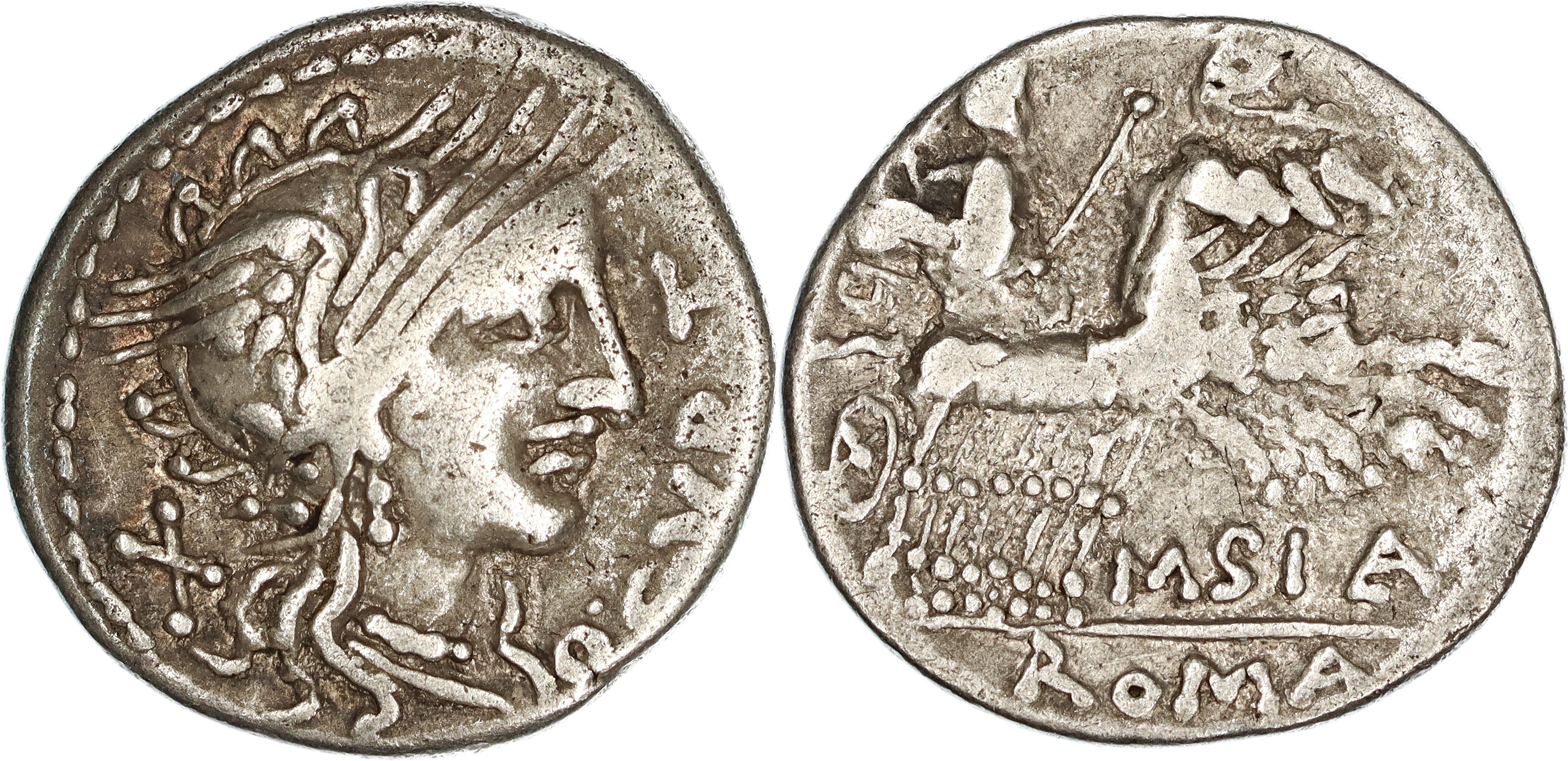Roman Republic, Q. Curtius & M. Iunius Silanus, Silver Denarius, 116-115 BC, nVF