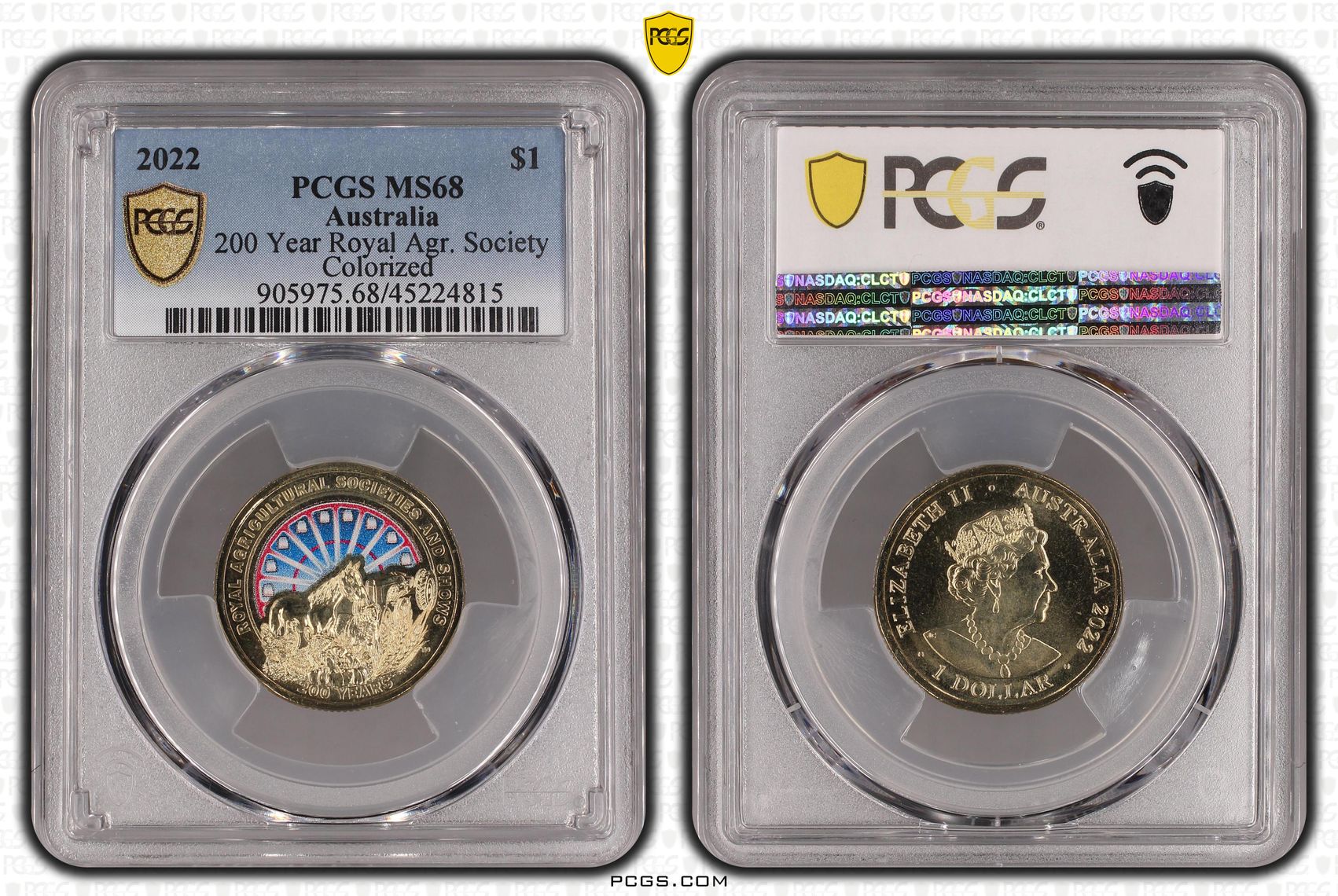 273 · 200 Year Royal Agr. Society , One Dollar, 2022, PCGS MS68