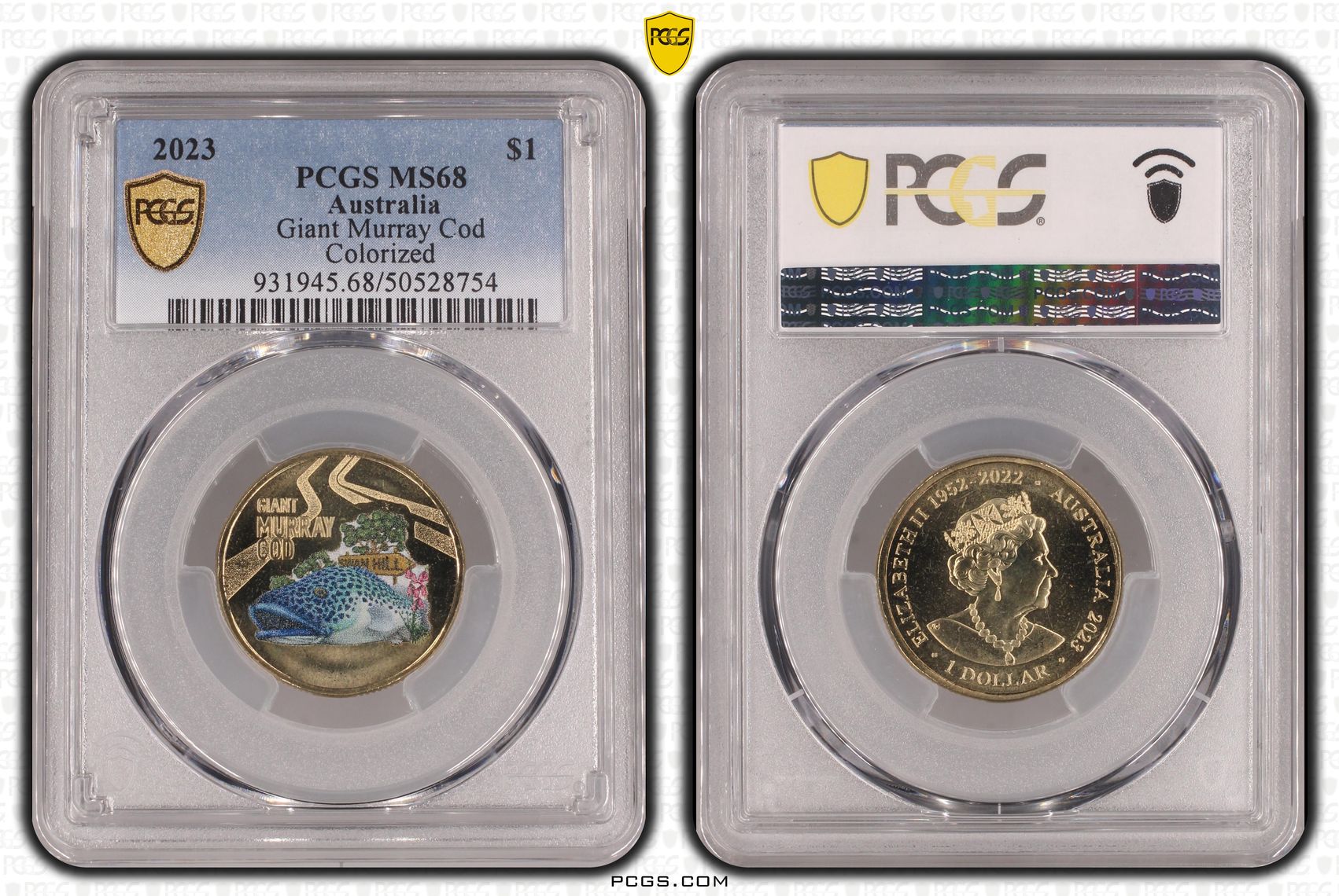 Giant Murray Cod, One Dollar, 2023, PCGS MS68