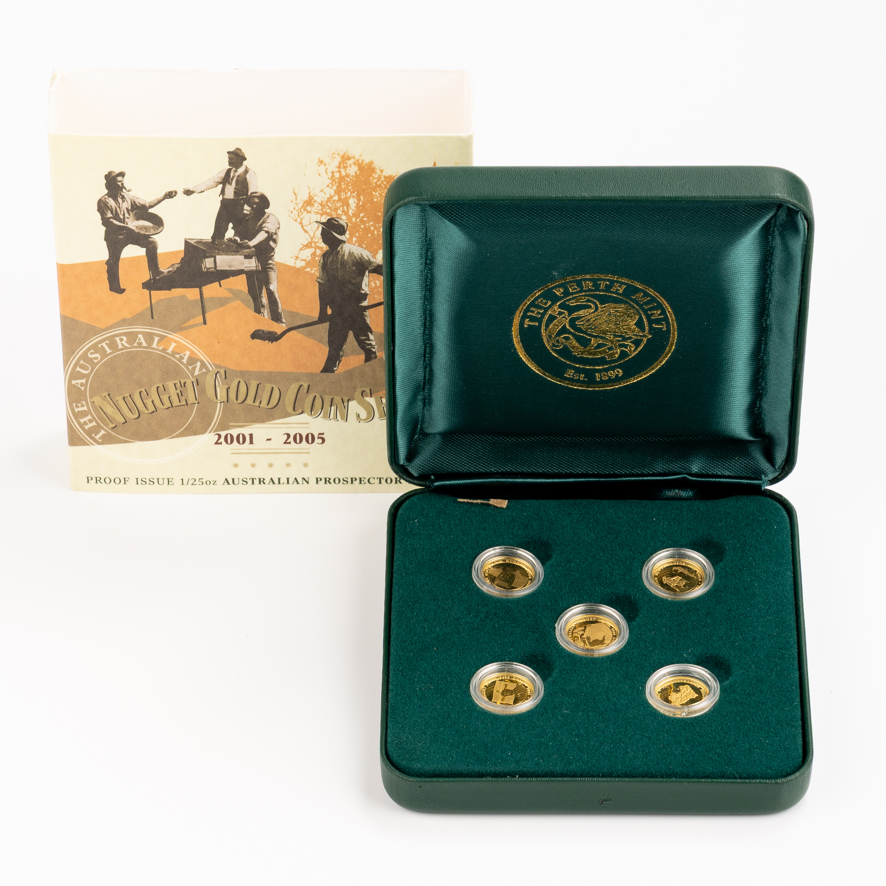 Elizabeth II, Nugget Gold Coin Series 1/25th Gold Proof, Four Dollars, 2001 - 2005, FDC