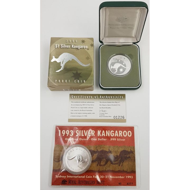 Proof and Unc. 1oz Silver Kangaroos