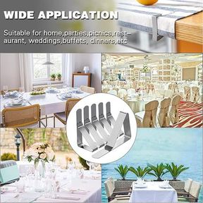 6 Pieces Of Stainless Steel Tablecloth Clip Holder Clamps Silver |