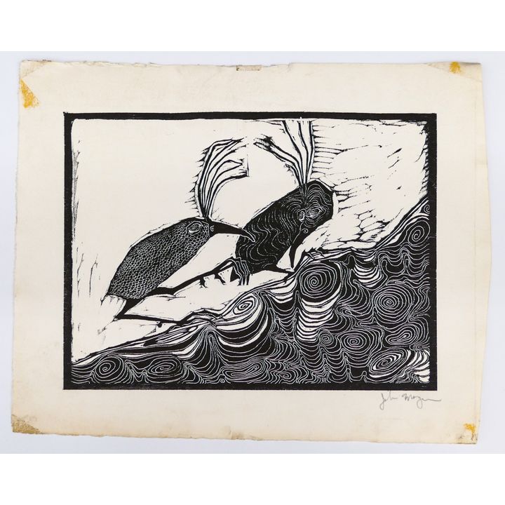 John Morgan ''Two Birds'' Signed Etching Sheet 15''x12''