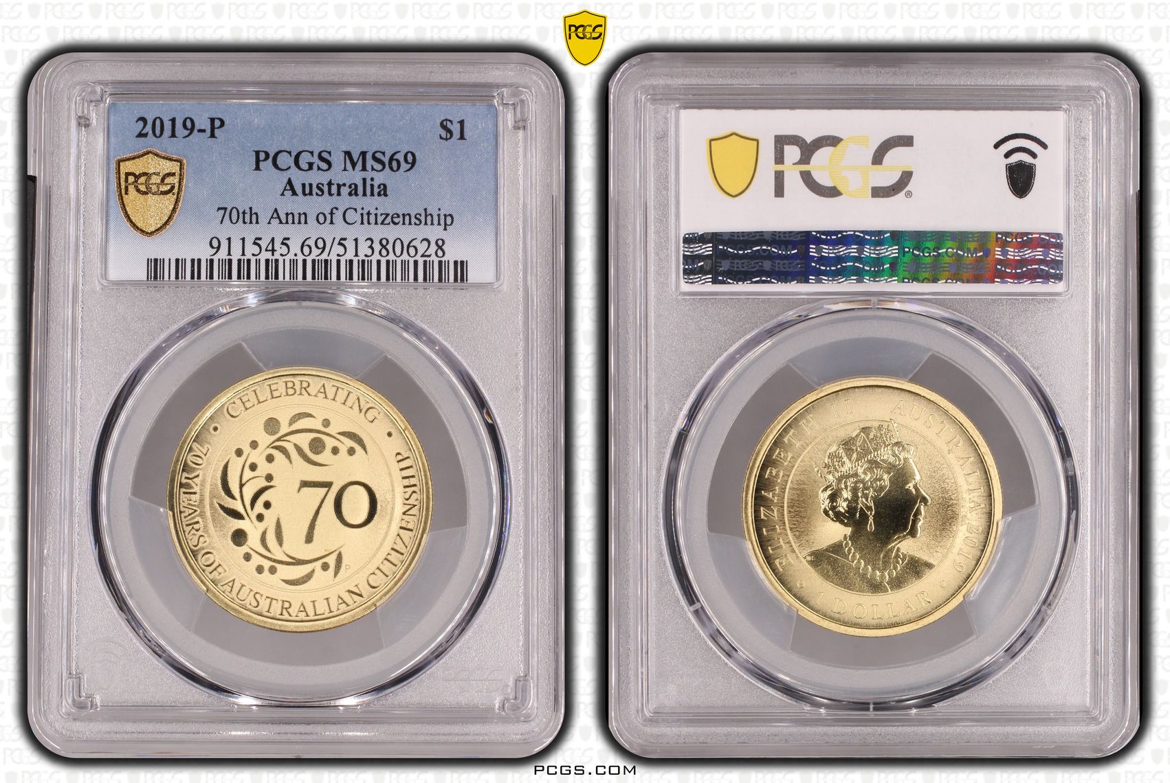 70th Ann of Citizenship, One Dollar, 2019-P, PCGS MS69