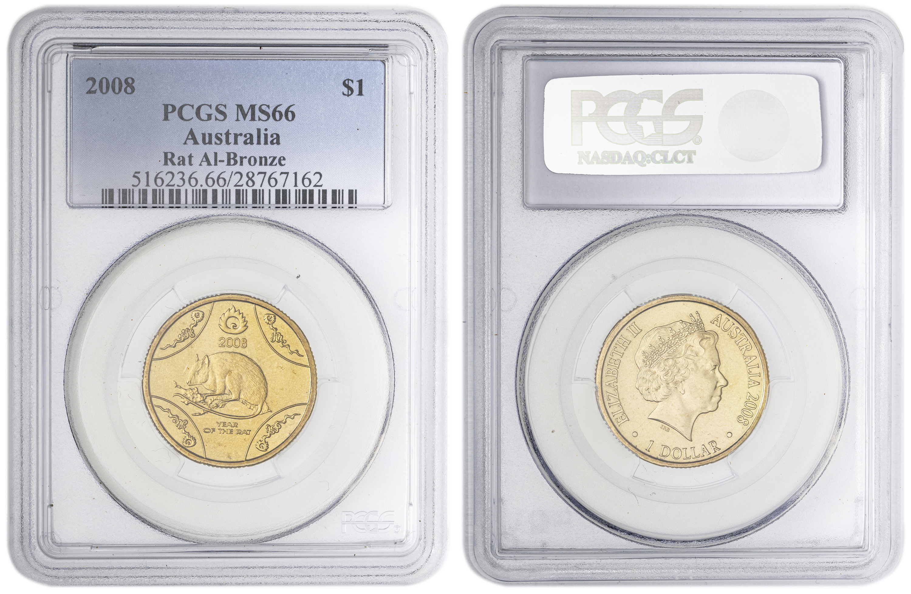 Rat Al-Bronze , One Dollar, 2008, PCGS MS66