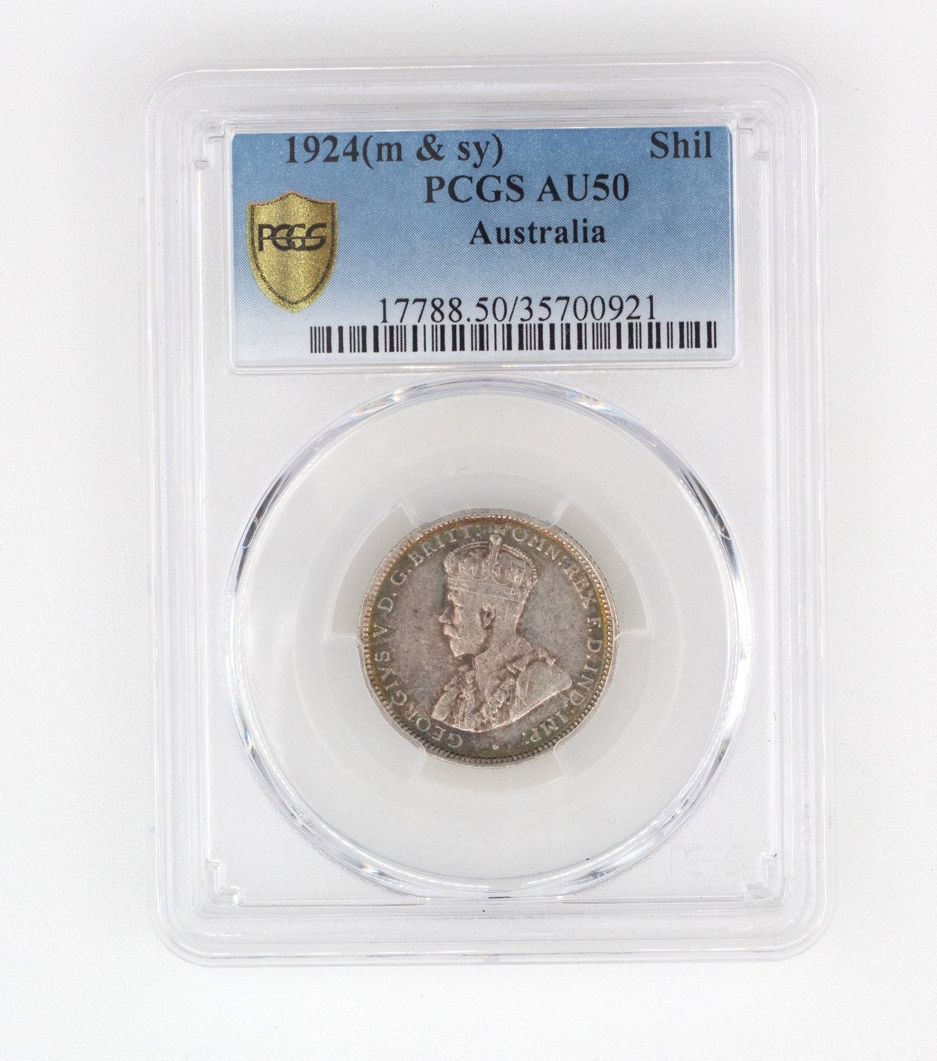 George V, Shilling, AU50 , 1924-M