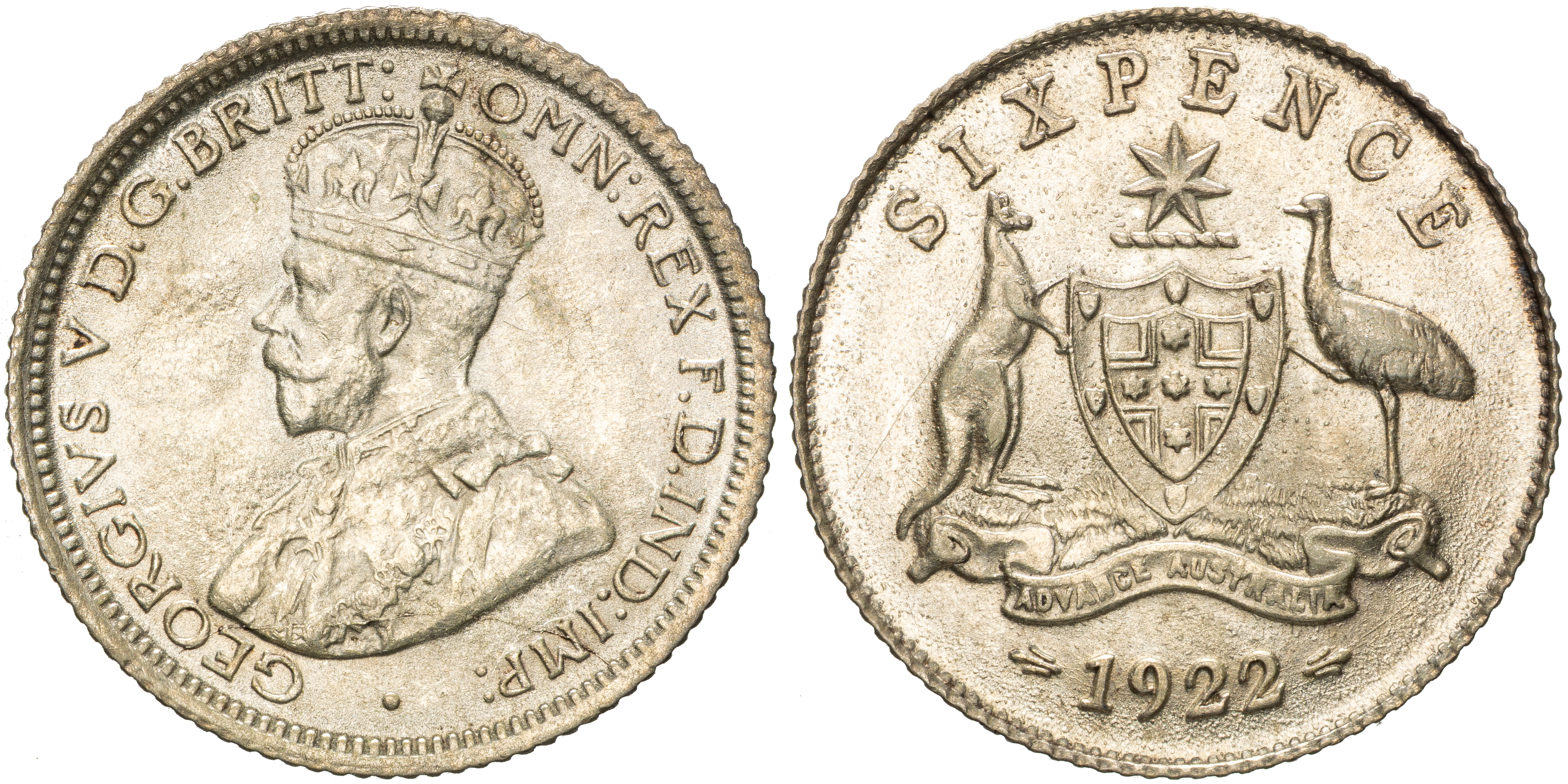George V, Sixpence, 1922, CHU